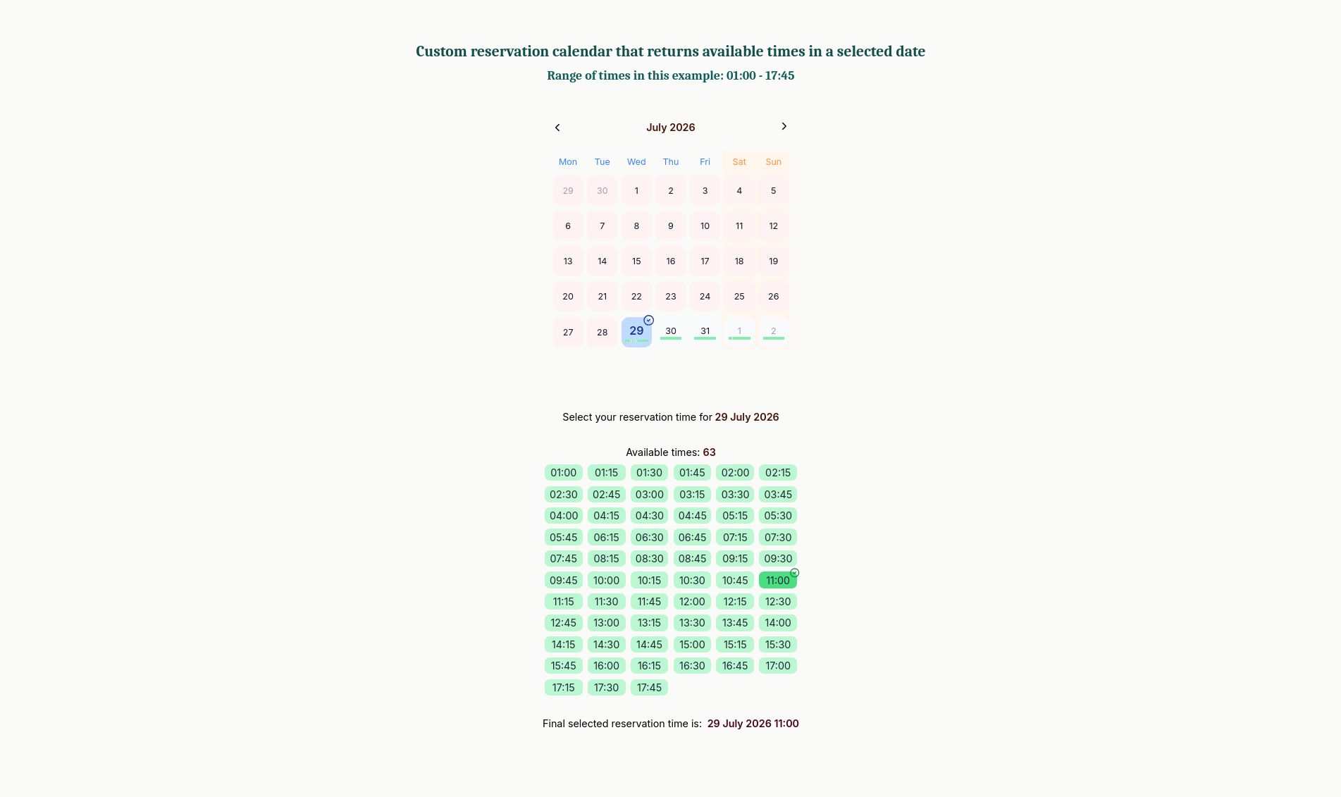 Reservation Timepicker